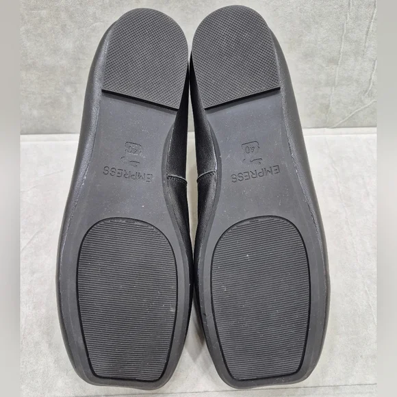 Empress ballet flats women's 40 US 9 black soft leather square toe elastic strap - Picture 8 of 11